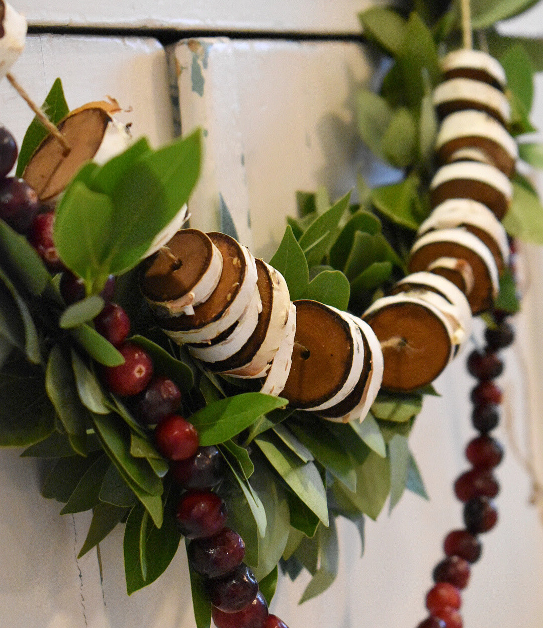 handmade birch slice garland